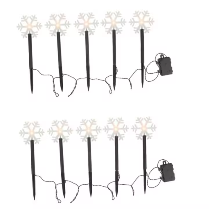 Luces Solares Para Jardín De Navidad Con Diseño De Copo De Nieve Instalación Por Montaje Luz De Palillo Exterior Lámpara De Vivero Decorativa Para Árbol De Navidad - 1