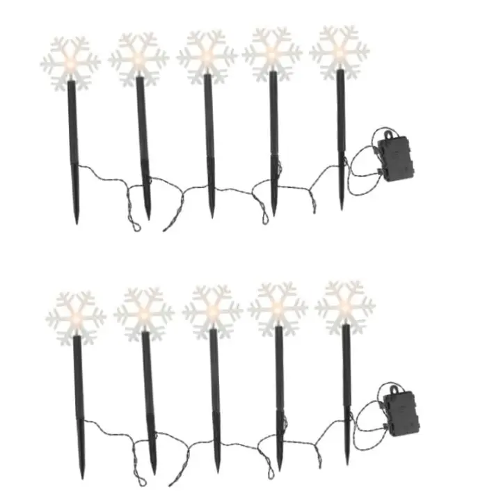 Luces Solares Para Jardín De Navidad Con Diseño De Copo De Nieve Instalación Por Montaje Luz De Palillo Exterior Lámpara De Vivero Decorativa Para Árbol De Navidad - 1
