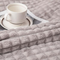 Manta De Punto Elegante Con Cuadros - Cómoda Y Cálida Todo El Año, Faux Peluche De Conejo Hipoalergénico Trae El Confort De Casa - details 2