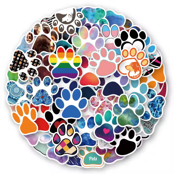 50PCS Pegatinas De Pata De Animal Cartoon Lindo Para Decoración De Computadora Bicicleta Guitarra Muro Colección De Juguetes - 1