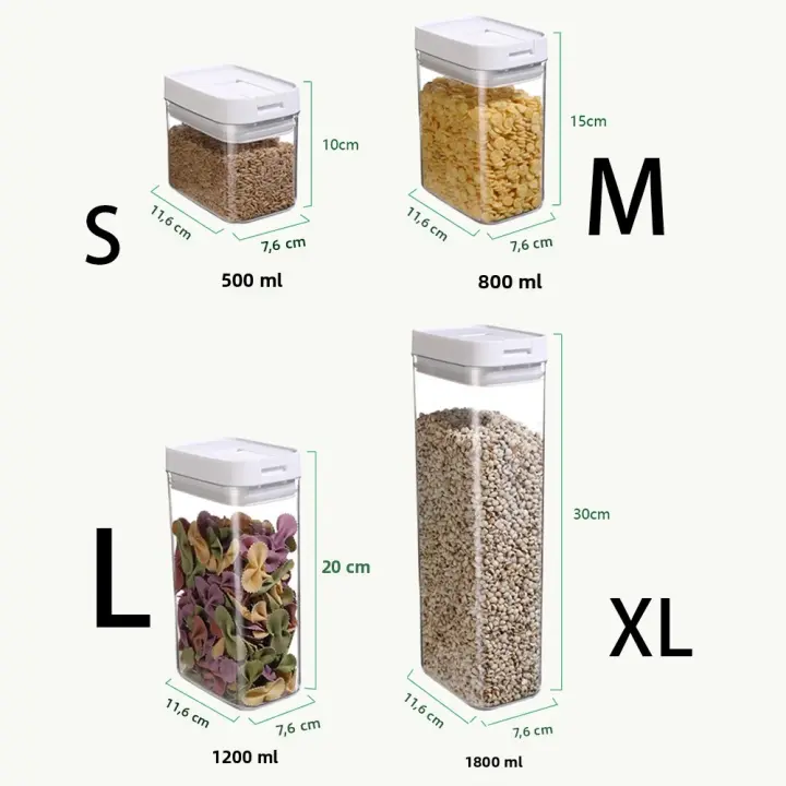 Juego De Botellas De Almacenamiento De Plástico Transparente Para Cocina Ajuste Táctil Para Cereales Frijoles Y Snacks - 1