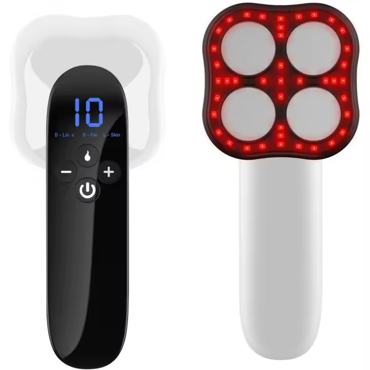 Masajeador corporal inalámbrico de mano con 4 cabezales, herramienta para esculpir el cuerpo con 3 modos y 10 niveles para abdomen, cintura, brazos, piernas y glúteos. - 1