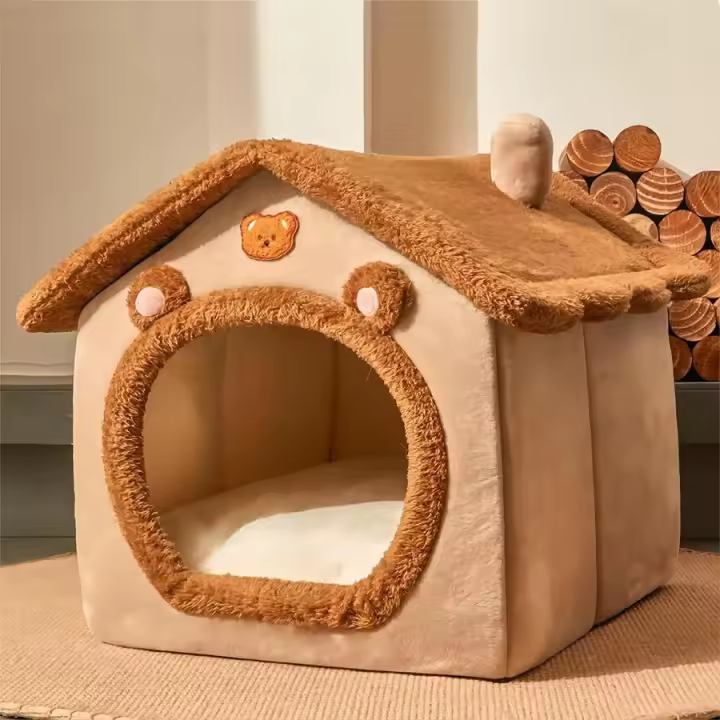 Casa De Mascotas Plegable Para Perros Y Gatos Pequeños Con Alfombra Sofá Lavable Y Desmontable Casa De Encaje Para Pequeños Y Medianos Perros Y Gatos - 1