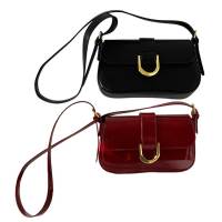 Bolso De Hombro Retro En Cuero Patentado Para Mujer Color Sólido Bolso De Axila Con Correa Ajustable Bolso Cruzado De Hombro Estilo Satchel - details 14