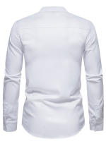 Camisa De Moda Para Hombres 2024 Con Bordado De Cola De Fénix Cuello Erguido Casual Transversal Adecuada Para Todas Las Estaciones - details 2