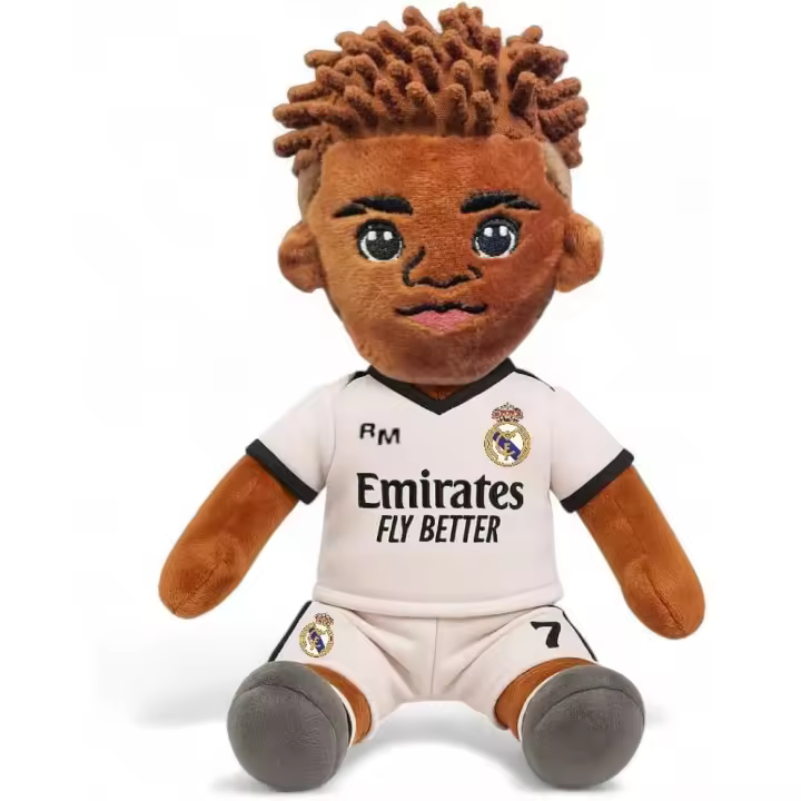 Real Madrid Peluche Oficial con diseño de Vini Jr. y Uniforme 2024/25, Ideal para Fans y coleccionistas. - 1