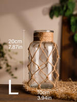 Vaso De Cristal Rustico Colgante Con Correa De Malla Para Flores Secas Decoración De Hogar Para Sala De Estar Y Mesas Transparente Boho Vintage - details 10