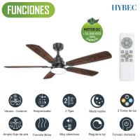 HYBEC - Ventilador de techo con luz LED Regulable, Motor DC Silencioso y 6 Velocidades – Función Inversa Verano/Invierno y Mando a Distancia - details 1