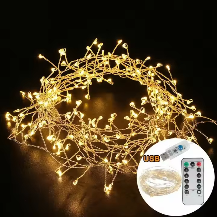 Guirnalda De Navidad LED 3.5/5M Con Luz De Estrella Y Remoto USB Foco De Fierro Con Cable De Cobre Luces De Fiesta En Cadena - 1