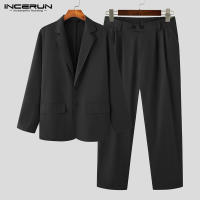 INCERUN Conjunto De Hombre 2024 Estilo Coreano Chaqueta Larga Y Pantalones Casual Streetwear Masculino Dos Piezas S-5XL Solido - details 11