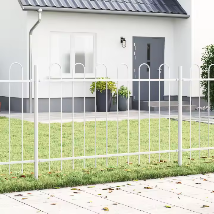 vidaXL Cercado de Jardín Blanco con Parte Arriba en Forma de Arco 5,1x1,2 m de Acero - 1