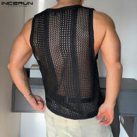 Camiseta De Hombre Para Verano Con Transparencia Y Malla Sin Mangas Estilo Casual Streetwear Moda 2024 Tallas S-5XL INCERUN - details 6