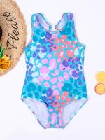 Traje De Baño Unipersonal Para Niñas Con Estampado De Leopardo 8-12 Años Moda Verano Ropa De Playa Exterior Para Niñas - details 3