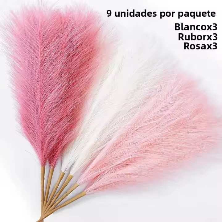 9Pcs Pampas De Poliéster Artificiales Decoración De Flores Silken Para Bodas Y Fiestas Arreglo Floral Para Hogar Y Jardín - 1