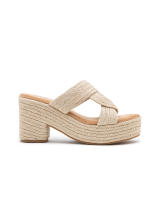 Sandalias Esparto Mujer Plataforma y con tacón, Espadrilles mujer, sandalias con decoración redonda de yute - details 0