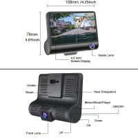DVR De Coche 1080P Con 3 Cámara 4.0 Pulgadas Grabadora De Video Para Vehículos Cámara De Retrovisora Negra Bóx Con Sensor G Y Detección De Movimiento - details 11