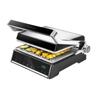 CECOTEC 03067 Parrilla eléctrica antiadherente de 2000 W en color acero y negro Rock’nGrill Smart - 1