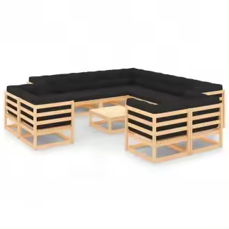VIDAXL 3083862 conjunto de muebles con diseño modular para jardín fabricado en pino con cojines gris antracita vida xl - 1