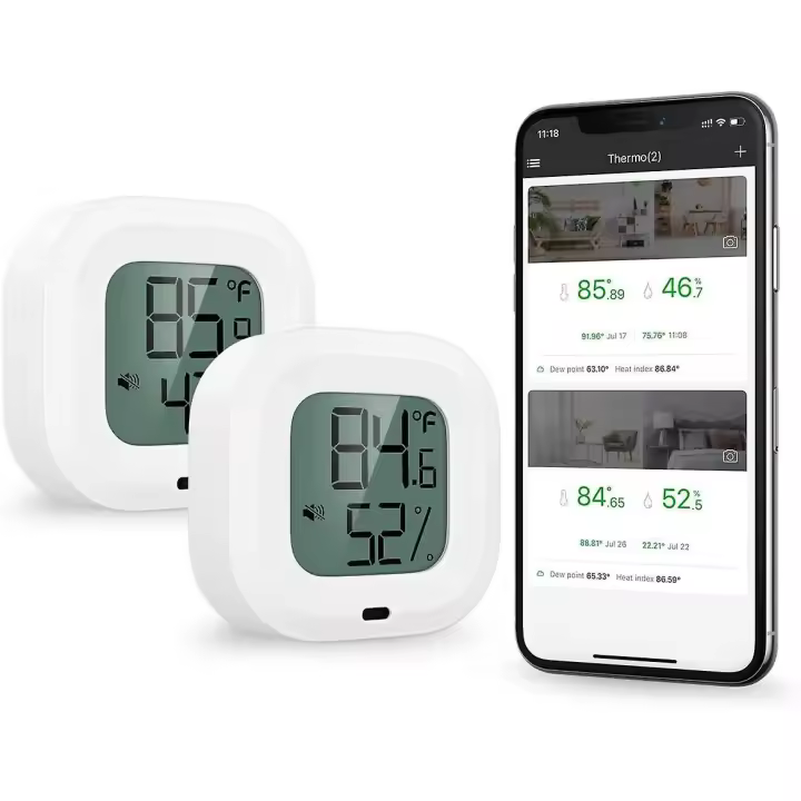 Termómetro with Bluetooth 5,0, paquete de 2 unidades, control por aplicación inalámbrica - 1