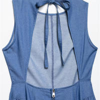 Vestido De Verano Para Mujer UNIZERA Sin Mangas Estilo Country Con Hueco En La Espalda Cuello Redondo Color Sólido A-Line Midi - details 11