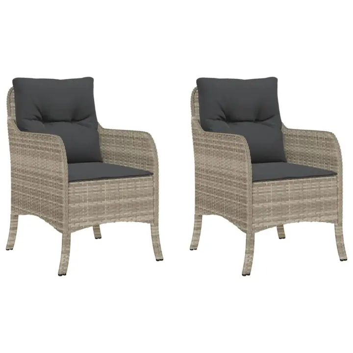 vidaXL Sillones de jardín con cojines 2 uds ratán sintético gris - 1