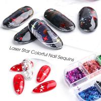 12 Grillas De Diseño Estelar De Cuatro Puntos Glitter Holográfico Para Uñas Adornos De Tela De Lentejuelas DIY Para Arte De Uñas - details 0