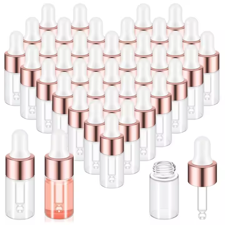 Mini gotero de vidrio para viaje, botella transparente de 3Ml, 100 piezas, gotero de aceite esencial - 1