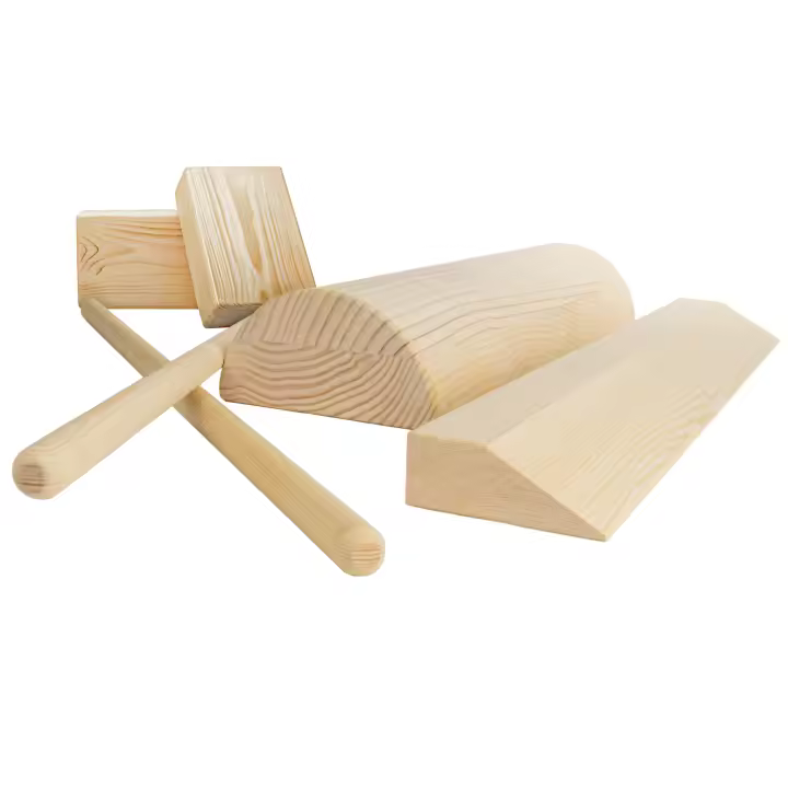 MOST DECO Pack tronco propioceptivo de eutonía con accesorios de yoga   Ladrillos / bloques para yoga Barras Posturales de Madera Rampa para Pilates. Artesanales e ideales para práctica de propiocepción Yoga Pilates y Entrenamiento de Suelo Pélvico - 1