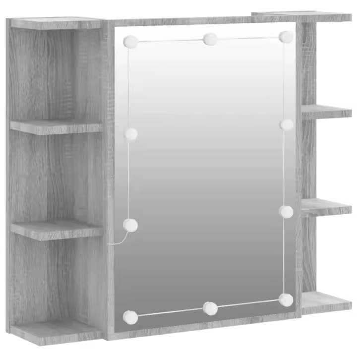 Mueble con Espejo y LED color gris Sonoma 70x16,5x60 cm - 1