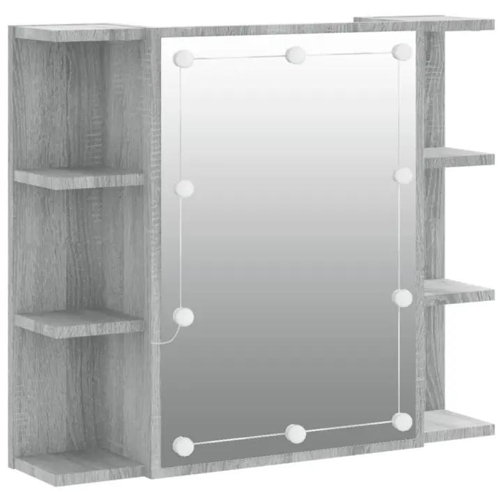 Mueble con Espejo y LED color gris Sonoma 70x16,5x60 cm - 1