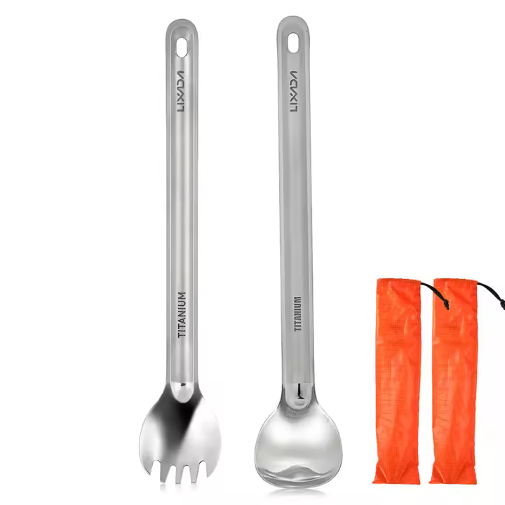 Lixada Set De Cuchillería De Titanio Con Manija Larga Para Exteriores Cuchara Y Cucharón Portátil Para Camping Picnic Viajes - 1