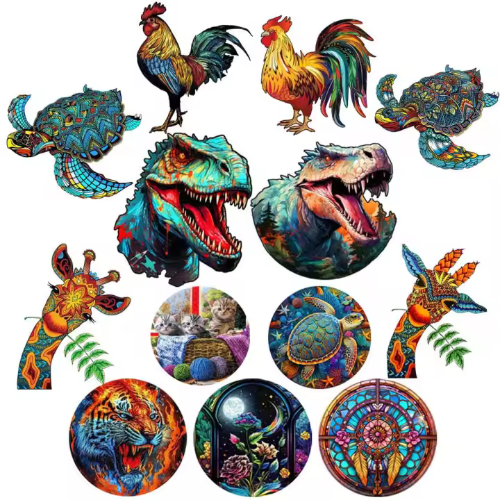 Rompecabezas De Madera En Forma De Tortuga Dinosaurio Juego Interesante DIY Para Adultos Y Niños Decoración Para El Hogar - 1