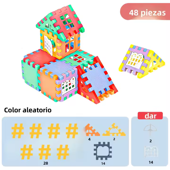 Bloques De Construcción Plásticos Coloridos Para Crear Puzle Juego Educativo STEM Abierta De Ventanas Interlocking Para Niños - 1