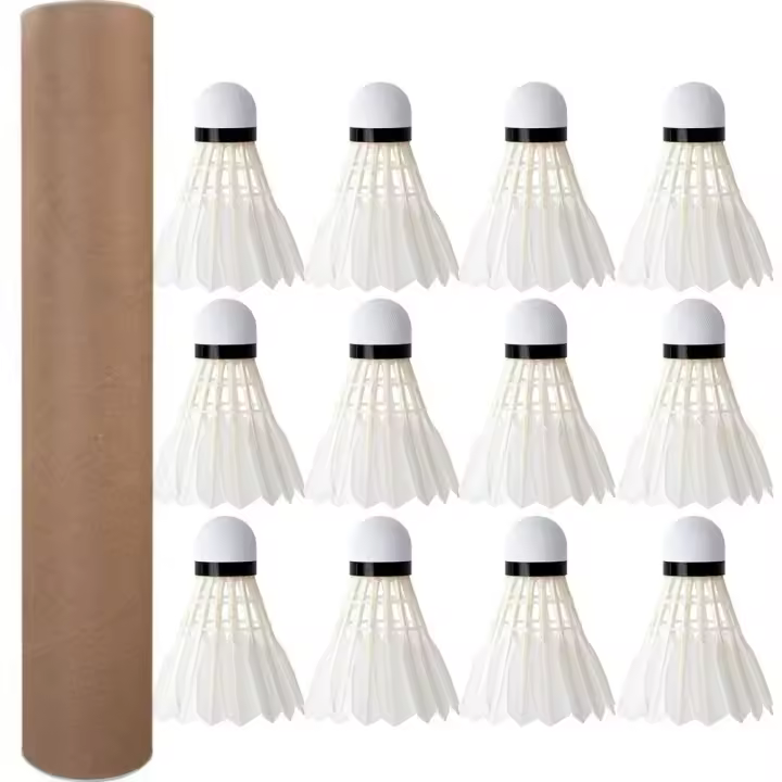12Pcs Badminton Shuttlecock Profesionales Hechos De Pena De Ganso Clase a Y Plástico Espumado Para Entrenamiento Deportivo - 1