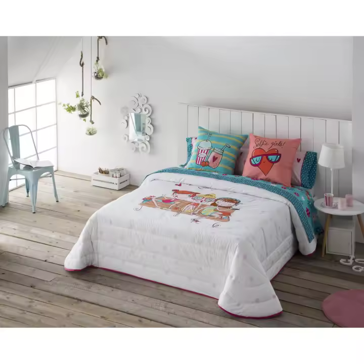 JVR - Colcha Bouti modelo SELFIE  - Tejido 100% Algodón - Estampado digital - Cama 80/90/105/135/150 - Fabricado en España - 1