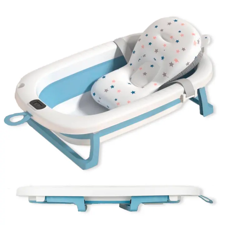 JUPPLIES Bañera Plegable Bebe con Cojin Ergonomico - Bañera Bebe con Patas Plegables Antideslizantes - Bañerita Bebe Portatil y Facil de Guardar - Bañeras para Bebes Plegables Banheira - 1