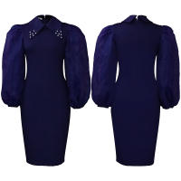 Vestido Elegante Para Oficina Para Mujer Profesional Con Cuello En V Y Diamantes Ajustado Silueta De Saco Midi Formal Vestido De Trabajo - details 31