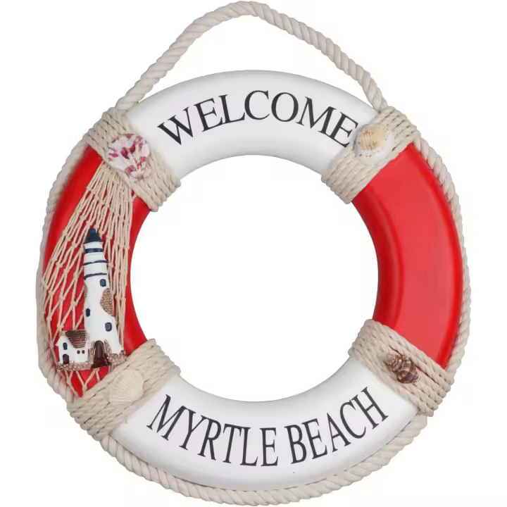 Velero decorativo de madera colgante en la pared del hogar, velero de playa, letrero para decoración de piscina (rojo) - 1