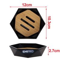 Set Accesorios Baño de Bambú Estilo Diamante Negro Dispensador Jabon,portacepillos ,Escobilla, Vaso para Enjuague ,Jabonera,Juego de 4 Piezas - details 2