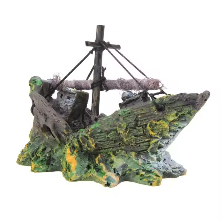 Decoraciones De Acuario Para Pesca En Mar Caribeño Barco Pirata De Resina Vintage Accesorios Para Acuario Decoración De Hogar - 1