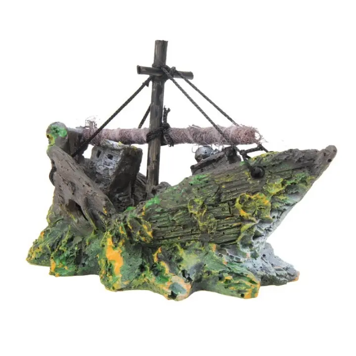 Decoraciones De Acuario Para Pesca En Mar Caribeño Barco Pirata De Resina Vintage Accesorios Para Acuario Decoración De Hogar - 1