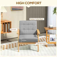 HOMCOM Sillón de 2 Plazas Sofá de 2 Plazas Tapizado en Lino con Reposabrazos de Madera Respaldo Acolchado Carga Sillón para Salón Dormitorio Gris Claro - details 3