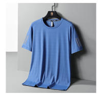 Camiseta De Seda Helada Para Hombres Verano Cuello Redondo Manga Corta Suave Fitness Tops Casual Oversize Tees Transpirable Ligera Secado Rápido Estirable Sin Pliegues - details 12