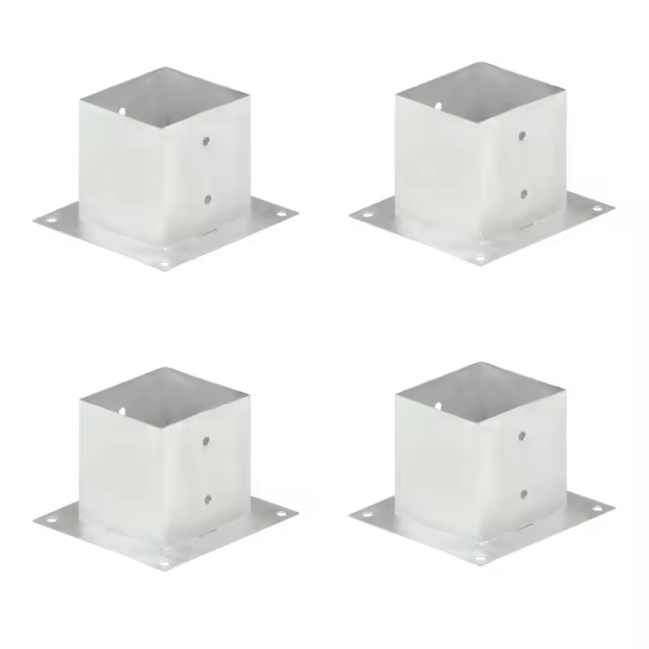 vidaXL Anclajes para postes 4 unidades metal galvanizado 141 mm - 1