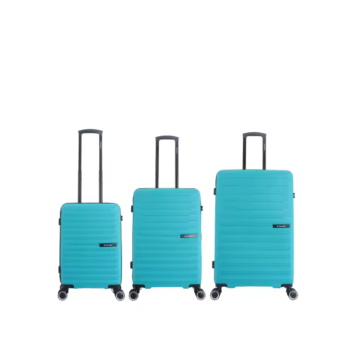 SAXOLINE Set de 3 maletas, colección Fiesta, color turquesa, material polipropileno, tamaño S, M y L, 41L / 72 L / 107 L, 2.7kg / 3.4kg / 4.4kg - 1