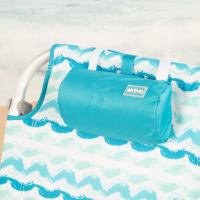 Aktive - Silla de playa plegable con respaldo reclinable en 5 posiciones, estructura de aluminio y acero, asiento de poliéster, cojín, bolsillo lateral y asas tipo mochila, diseño azul Maldivas - details 6