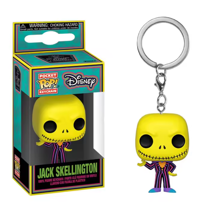 Funko Pocket Pop! Llavero: Pesadilla Antes de Navidad - Jack Esqueleton (Black Light), 63966 - 1