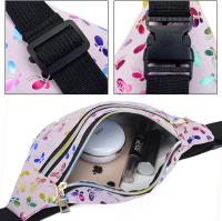 Riñonera de mariposa rosa, moderna, impermeable, de piel sintética, brillante, ajustable, para mujer, niña, para caminar y correr. - details 1