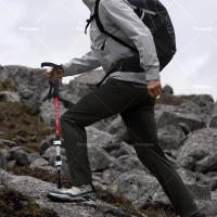 Bastón de trekking con mango curvo y bloqueo externo, bastón de ultra trekking con sistema antichoque, adecuado para marcha nórdica, caminatas y viajes. - details 2