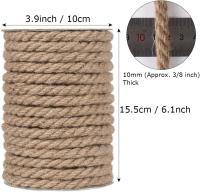 Cuerda de yute de 10mm, Cordel de Yute natural fuerte y de 50 pies de grosor para jardinería, Agrupación, camping, decoración (marron) - details 3